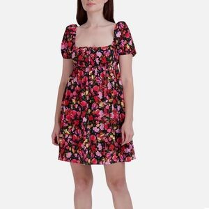 Floral Black and Pink Women's Dress 4